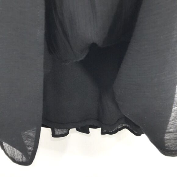 THML Black Gauze Floral Embroidered Velvet Popover Sheath Dress - Picture 13 of 14